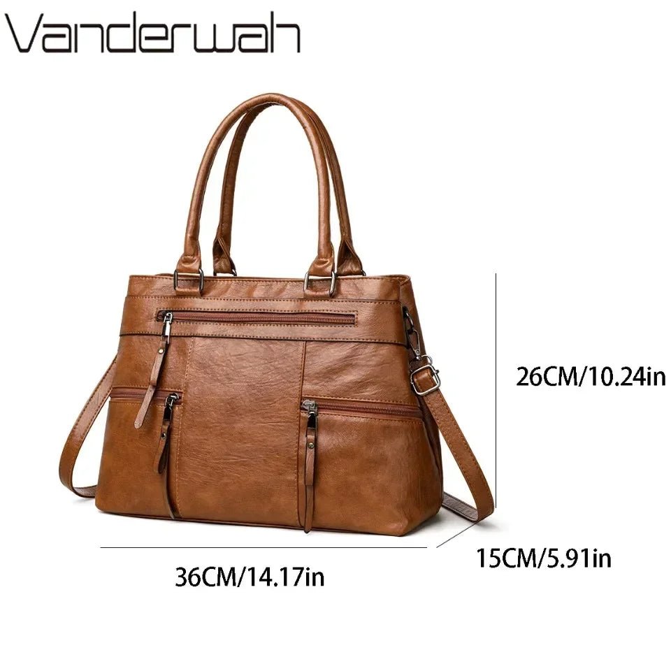 SaneShoppe-Luxury Leather Handbag Women's Crossbody Tote Casual Shoulder Purse Elegant Brand