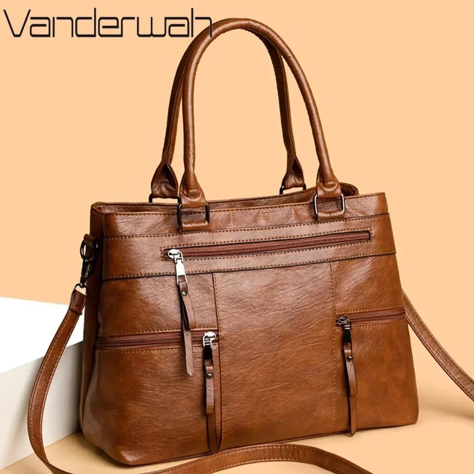 SaneShoppe-Luxury Leather Handbag Women's Crossbody Tote Casual Shoulder Purse Elegant Brand