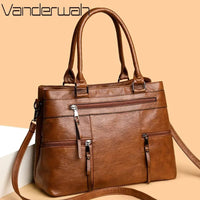 SaneShoppe-Luxury Leather Handbag Women's Crossbody Tote Casual Shoulder Purse Elegant Brand