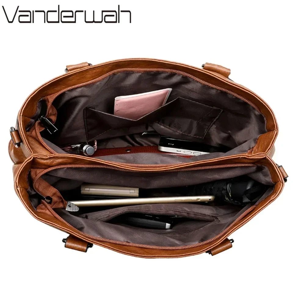 SaneShoppe-Luxury Leather Handbag Women's Crossbody Tote Casual Shoulder Purse Elegant Brand