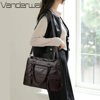 SaneShoppe-Luxury Leather Handbag Women's Crossbody Tote Casual Shoulder Purse Elegant Brand