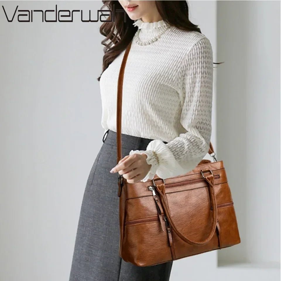 SaneShoppe-Luxury Leather Handbag Women's Crossbody Tote Casual Shoulder Purse Elegant Brand