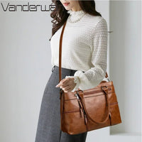 SaneShoppe-Luxury Leather Handbag Women's Crossbody Tote Casual Shoulder Purse Elegant Brand