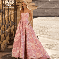 SaneShoppe - Elegant Straples Prom Dress Satin Floral Applique Embellished Bodice Gown Customized فسا تين سهرات Evening Dress