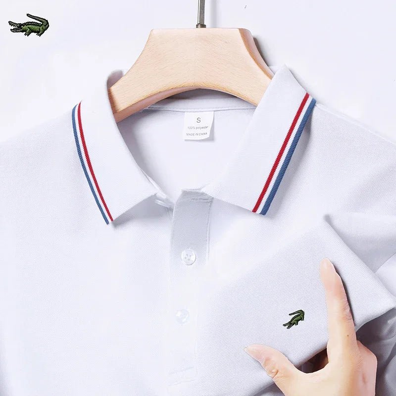 SaneShoppe - European and American Sizes New Summer Embroidered T-Shirt Men's Short Sleeve Breathable Top Business Casual Polo - shirt for Men