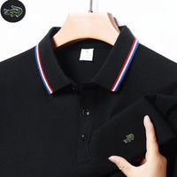 SaneShoppe - European and American Sizes New Summer Embroidered T-Shirt Men's Short Sleeve Breathable Top Business Casual Polo - shirt for Men