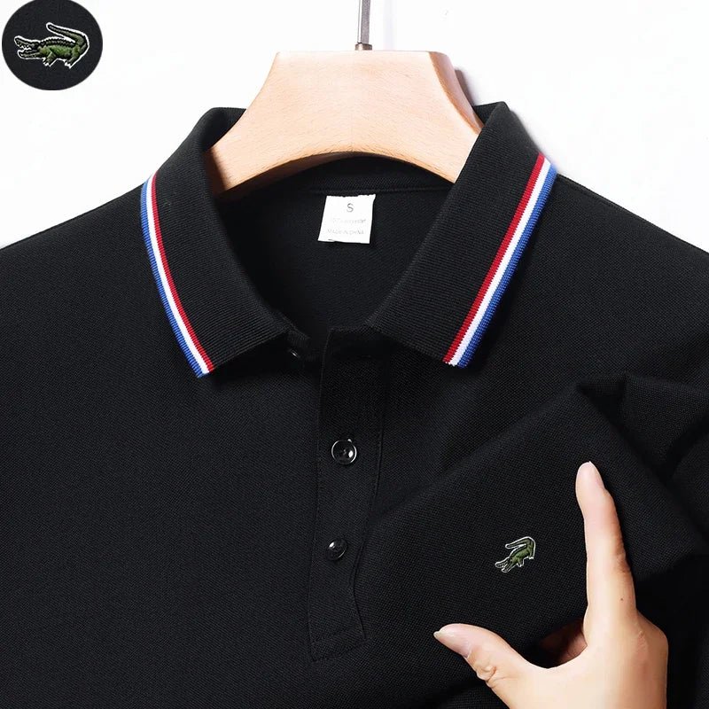 SaneShoppe - European and American Sizes New Summer Embroidered T-Shirt Men's Short Sleeve Breathable Top Business Casual Polo - shirt for Men