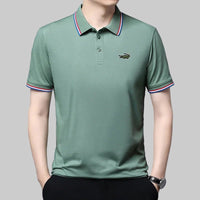 SaneShoppe - European and American Sizes New Summer Embroidered T-Shirt Men's Short Sleeve Breathable Top Business Casual Polo - shirt for Men