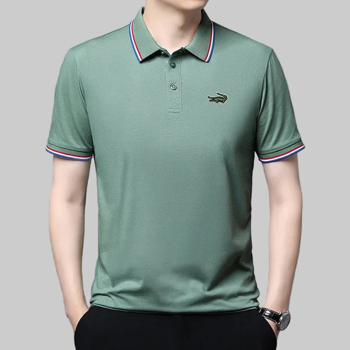 SaneShoppe - European and American Sizes New Summer Embroidered T-Shirt Men's Short Sleeve Breathable Top Business Casual Polo - shirt for Men