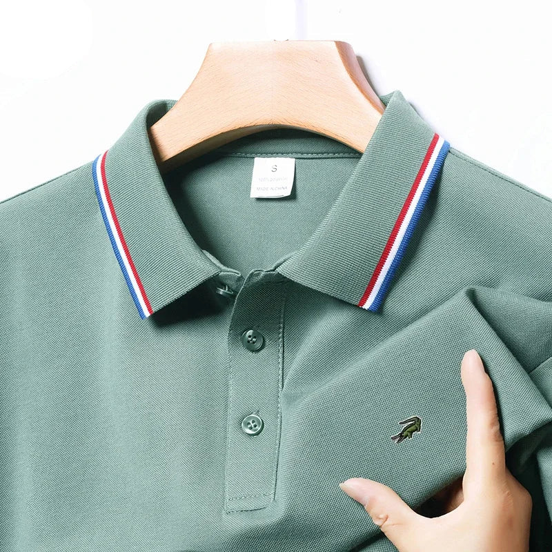 SaneShoppe - European and American Sizes New Summer Embroidered T-Shirt Men's Short Sleeve Breathable Top Business Casual Polo - shirt for Men