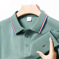 SaneShoppe - European and American Sizes New Summer Embroidered T-Shirt Men's Short Sleeve Breathable Top Business Casual Polo - shirt for Men