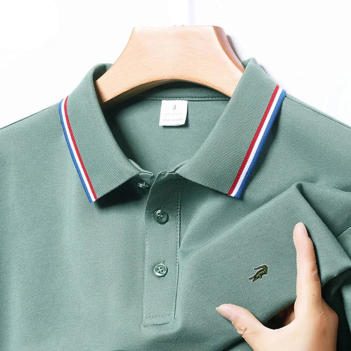 SaneShoppe - European and American Sizes New Summer Embroidered T-Shirt Men's Short Sleeve Breathable Top Business Casual Polo - shirt for Men