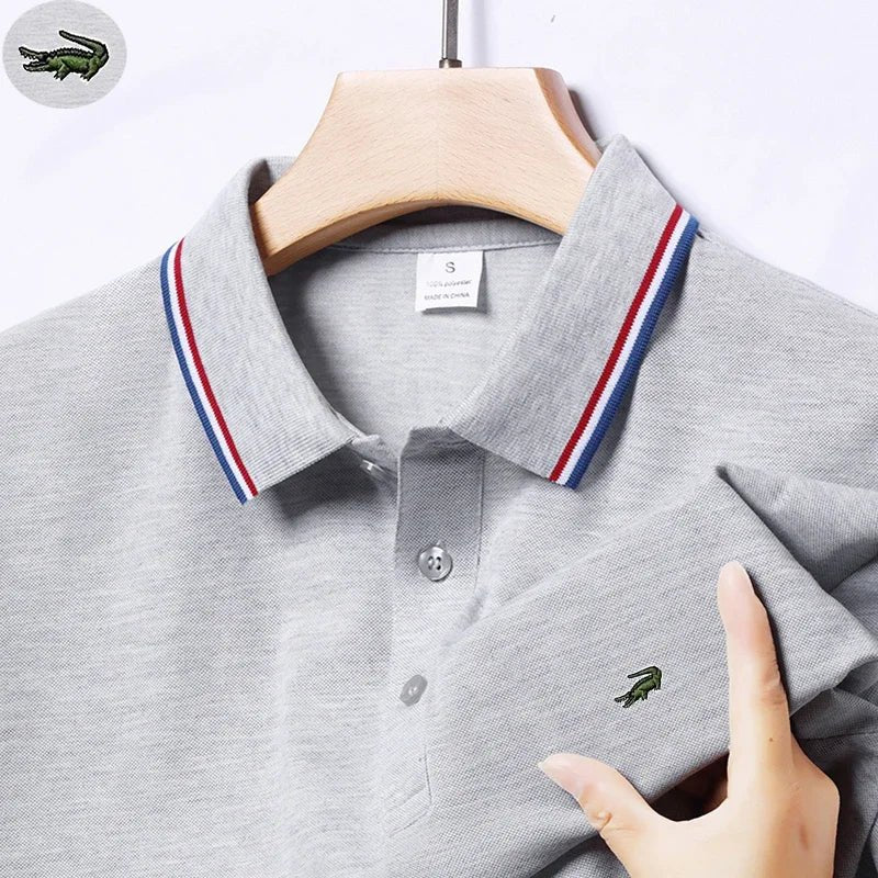 SaneShoppe - European and American Sizes New Summer Embroidered T-Shirt Men's Short Sleeve Breathable Top Business Casual Polo - shirt for Men