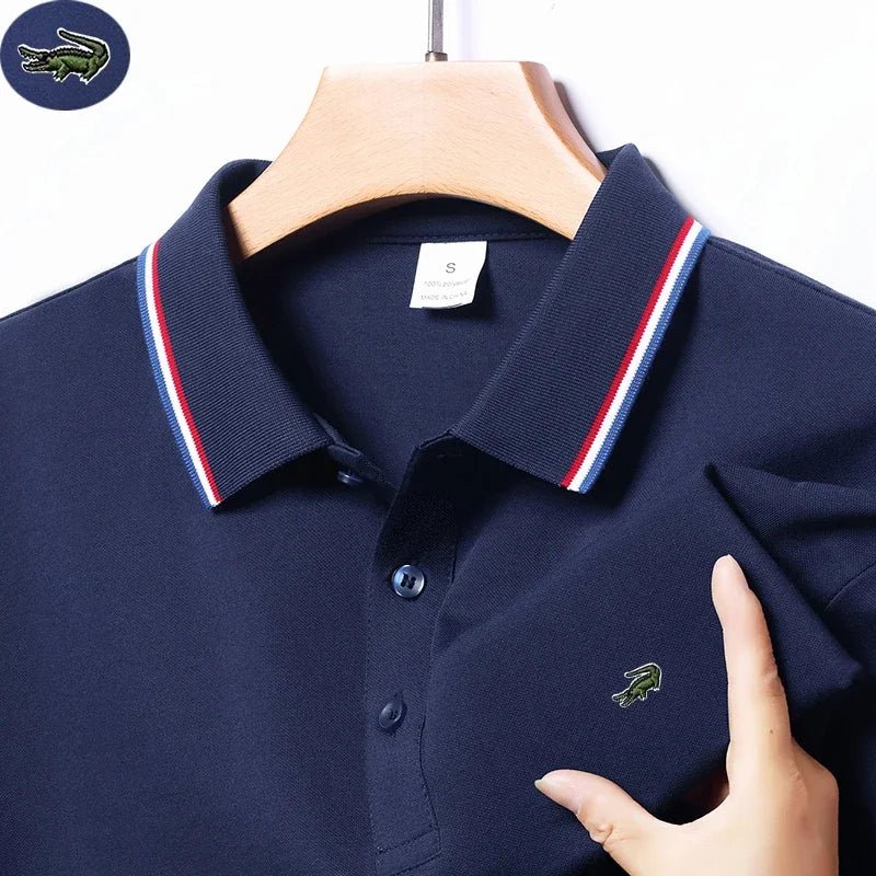 SaneShoppe - European and American Sizes New Summer Embroidered T-Shirt Men's Short Sleeve Breathable Top Business Casual Polo - shirt for Men