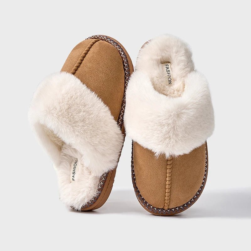 SaneShoppe - Evshine 2024 New Women Fuzzy Warm Slippers Faux Fur Cotton Slippers Fluffy Non - Slip Slides Winter Fashion Women Cozy House Shoes