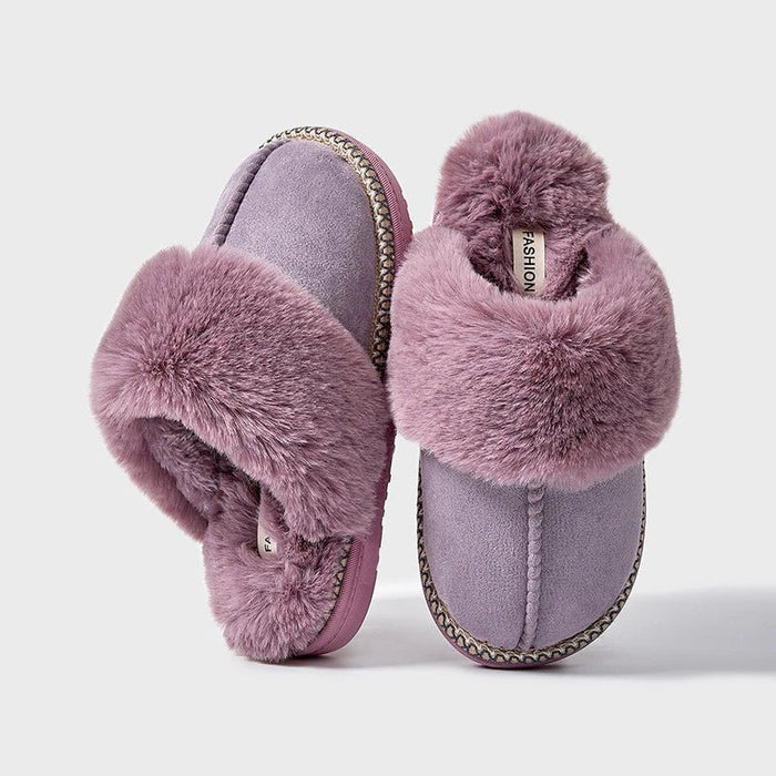 SaneShoppe - Evshine 2024 New Women Fuzzy Warm Slippers Faux Fur Cotton Slippers Fluffy Non - Slip Slides Winter Fashion Women Cozy House Shoes