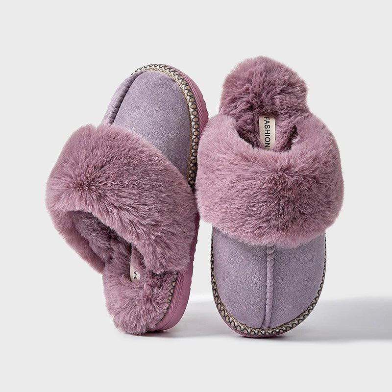 SaneShoppe - Evshine 2024 New Women Fuzzy Warm Slippers Faux Fur Cotton Slippers Fluffy Non - Slip Slides Winter Fashion Women Cozy House Shoes
