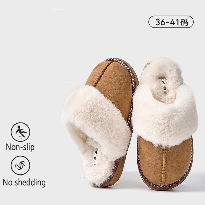 SaneShoppe - Evshine 2024 New Women Fuzzy Warm Slippers Faux Fur Cotton Slippers Fluffy Non - Slip Slides Winter Fashion Women Cozy House Shoes