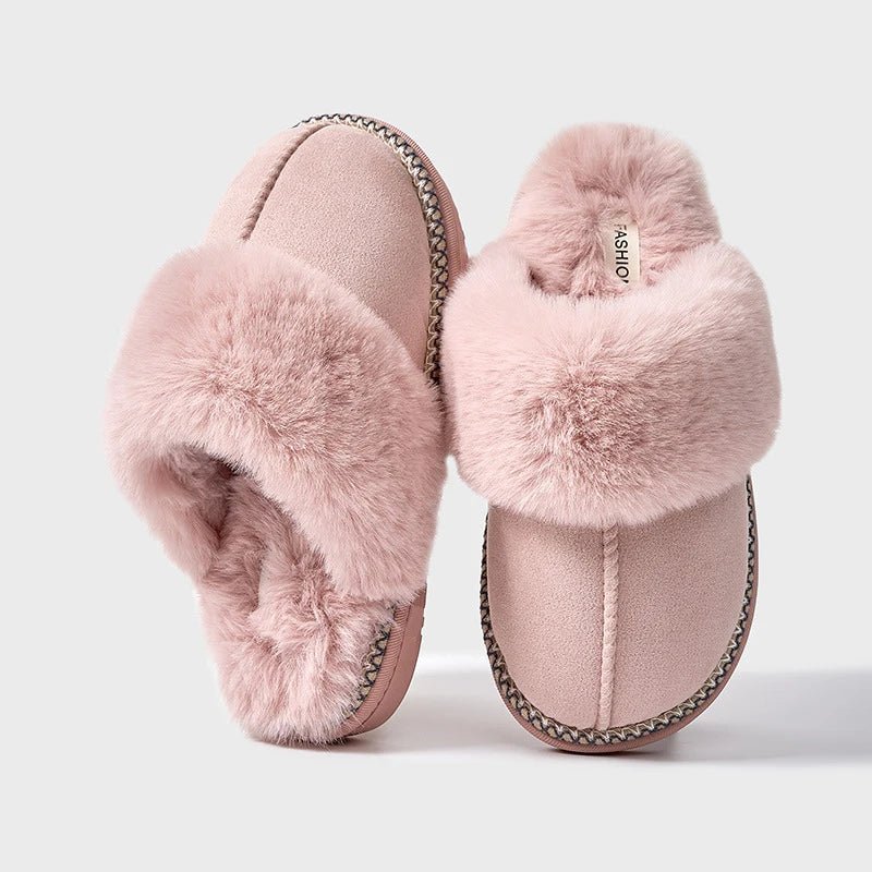 SaneShoppe - Evshine 2024 New Women Fuzzy Warm Slippers Faux Fur Cotton Slippers Fluffy Non - Slip Slides Winter Fashion Women Cozy House Shoes