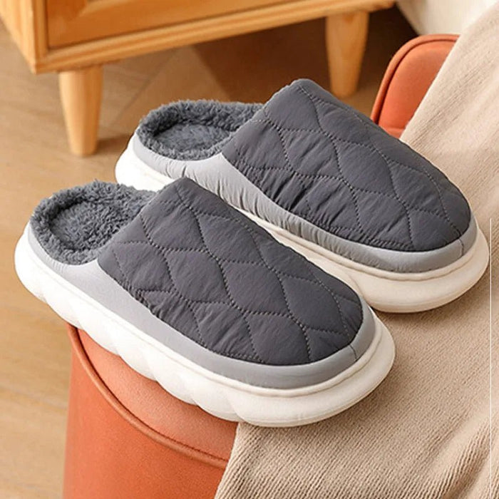 SaneShoppe - Eyriphy New Winter Warm Fur Plush Slippers Men Soft Cozy Outdoor Casual Shoes Waterproof Male Slides Thick Sole Cotton Slippers