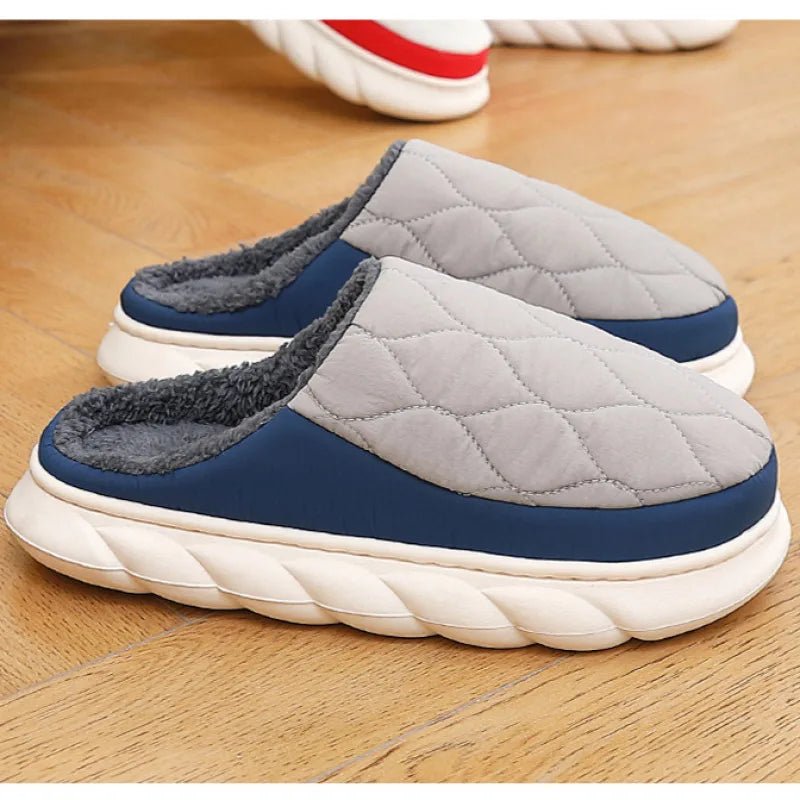 SaneShoppe - Eyriphy New Winter Warm Fur Plush Slippers Men Soft Cozy Outdoor Casual Shoes Waterproof Male Slides Thick Sole Cotton Slippers