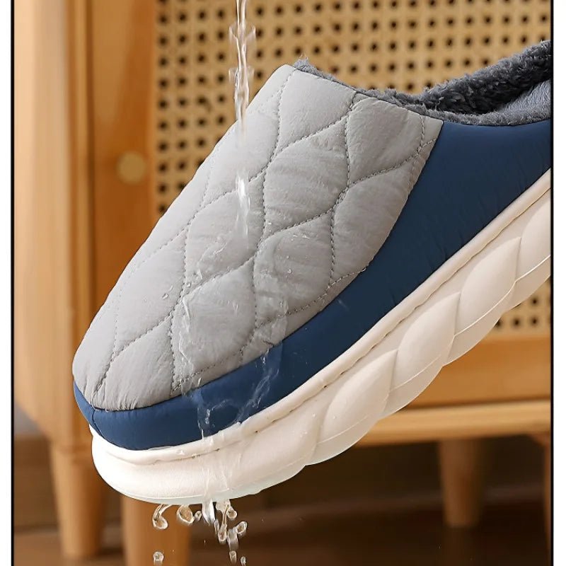 SaneShoppe - Eyriphy New Winter Warm Fur Plush Slippers Men Soft Cozy Outdoor Casual Shoes Waterproof Male Slides Thick Sole Cotton Slippers