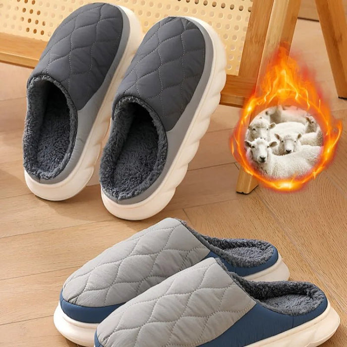 SaneShoppe - Eyriphy New Winter Warm Fur Plush Slippers Men Soft Cozy Outdoor Casual Shoes Waterproof Male Slides Thick Sole Cotton Slippers