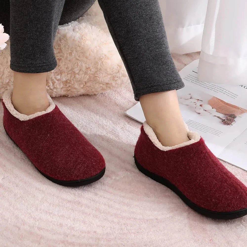 SaneShoppe - Eyriphy Short Plush Slippers For Women Winter Warm Cozy Home Slides Flat Non - Slips Female Slippers Fur Suede Soft Bottom Shoes