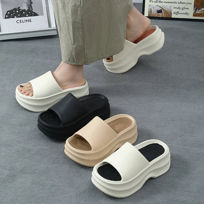 SaneShoppe - Eyriphy Thick Bottom Slippers Women Outdoor Beach Sandals Fashion Bathroom Slides Female Open Toe Slippers Cozy Soft Sole Shoes