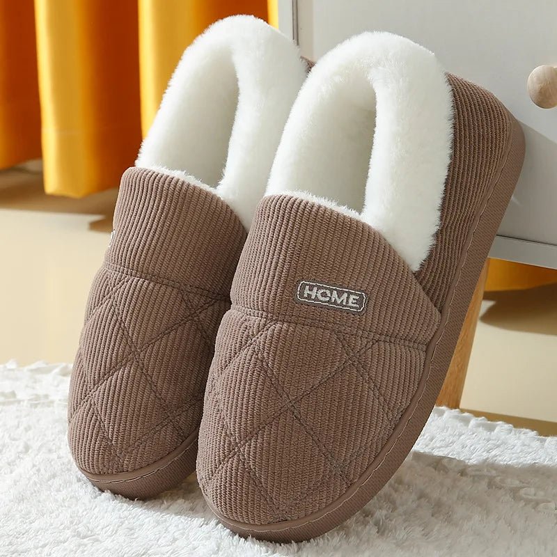 SaneShoppe - Eyriphy Women Plush Lining Slippers Corduroy Indoor Bedroom Slides Memory Foam Fluffy Fuzzy Warm Slippers Female Casual Shoes