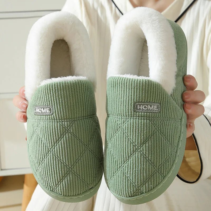 SaneShoppe - Eyriphy Women Plush Lining Slippers Corduroy Indoor Bedroom Slides Memory Foam Fluffy Fuzzy Warm Slippers Female Casual Shoes