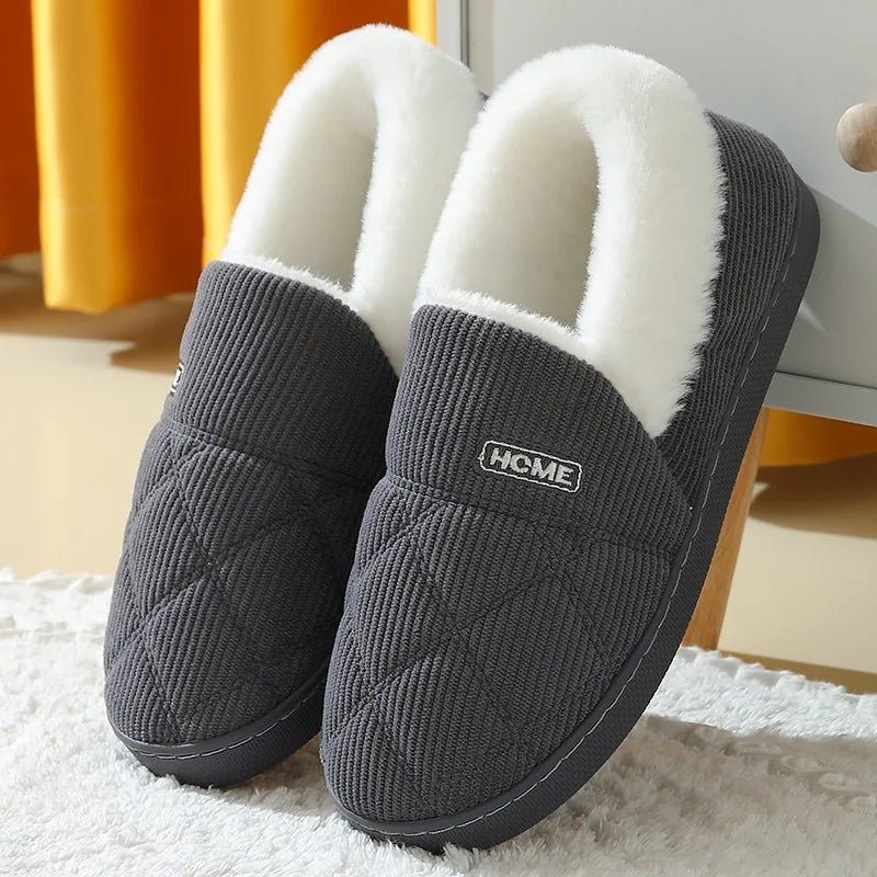 SaneShoppe - Eyriphy Women Plush Lining Slippers Corduroy Indoor Bedroom Slides Memory Foam Fluffy Fuzzy Warm Slippers Female Casual Shoes