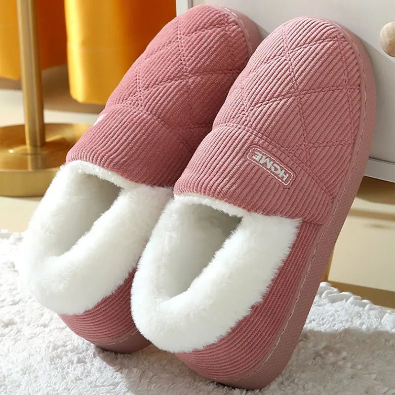SaneShoppe - Eyriphy Women Plush Lining Slippers Corduroy Indoor Bedroom Slides Memory Foam Fluffy Fuzzy Warm Slippers Female Casual Shoes