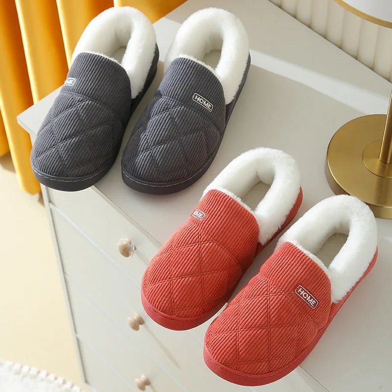 SaneShoppe - Eyriphy Women Plush Lining Slippers Corduroy Indoor Bedroom Slides Memory Foam Fluffy Fuzzy Warm Slippers Female Casual Shoes