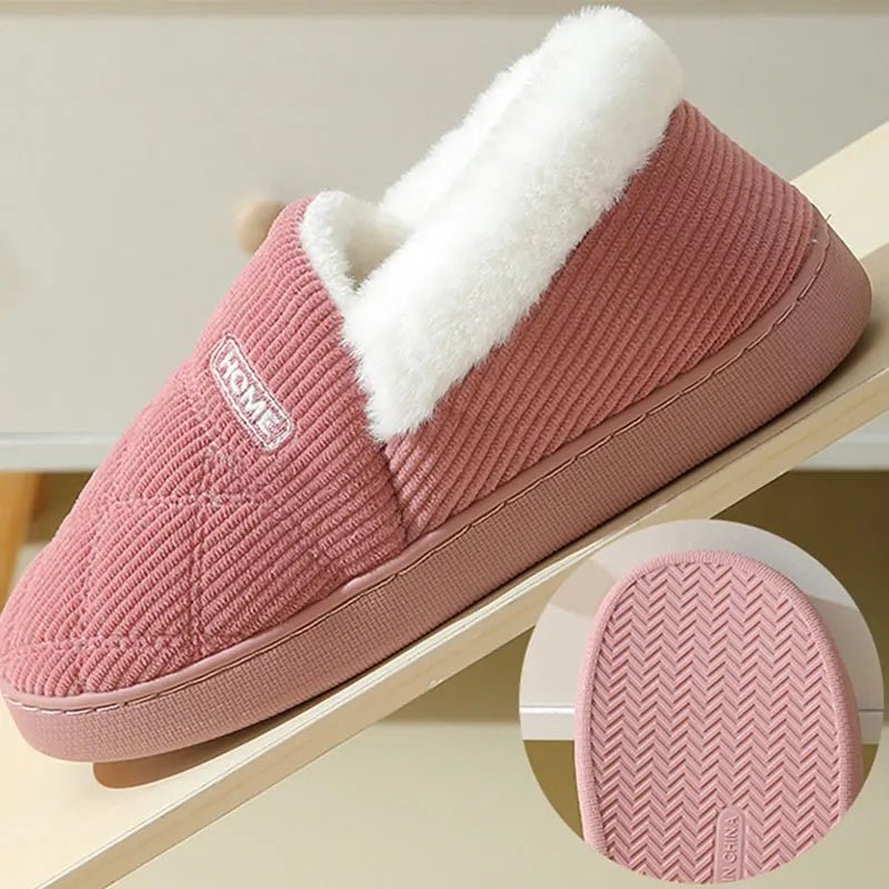 SaneShoppe - Eyriphy Women Plush Lining Slippers Corduroy Indoor Bedroom Slides Memory Foam Fluffy Fuzzy Warm Slippers Female Casual Shoes