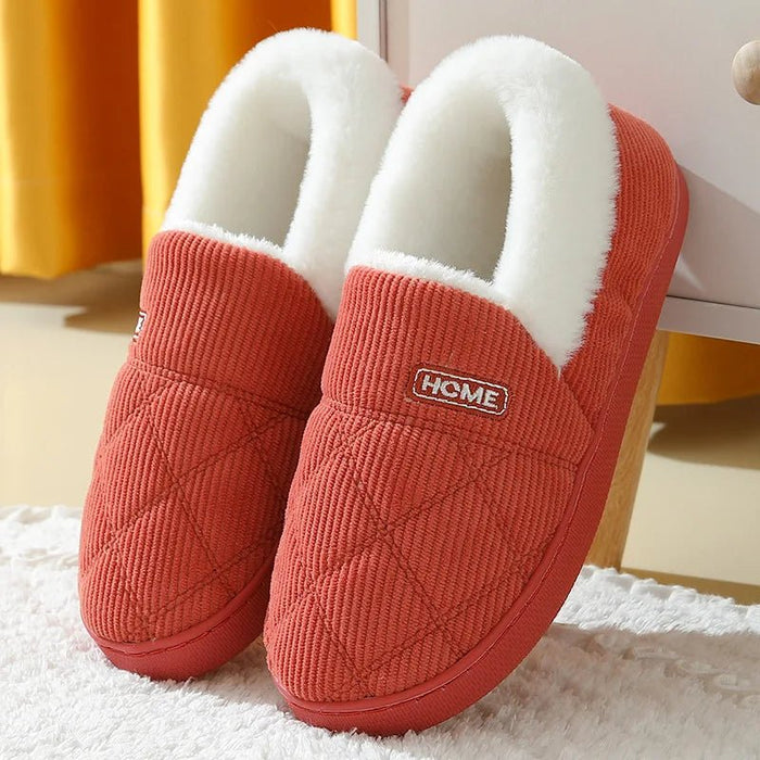 SaneShoppe - Eyriphy Women Plush Lining Slippers Corduroy Indoor Bedroom Slides Memory Foam Fluffy Fuzzy Warm Slippers Female Casual Shoes