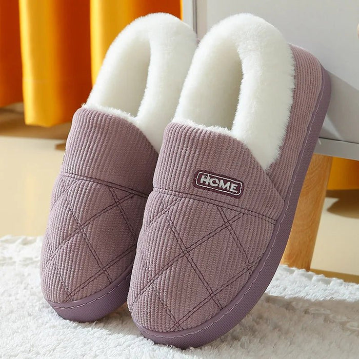 SaneShoppe - Eyriphy Women Plush Lining Slippers Corduroy Indoor Bedroom Slides Memory Foam Fluffy Fuzzy Warm Slippers Female Casual Shoes