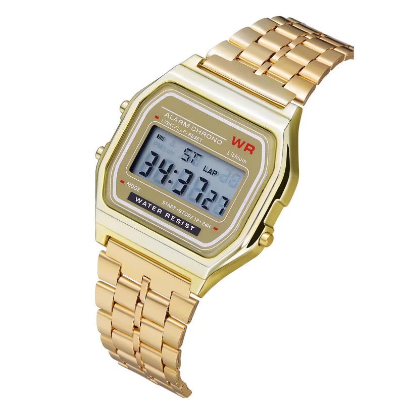 SaneShoppe-Stylish F91W Steel Band LED Digital Sports Watch for Business Women and Men