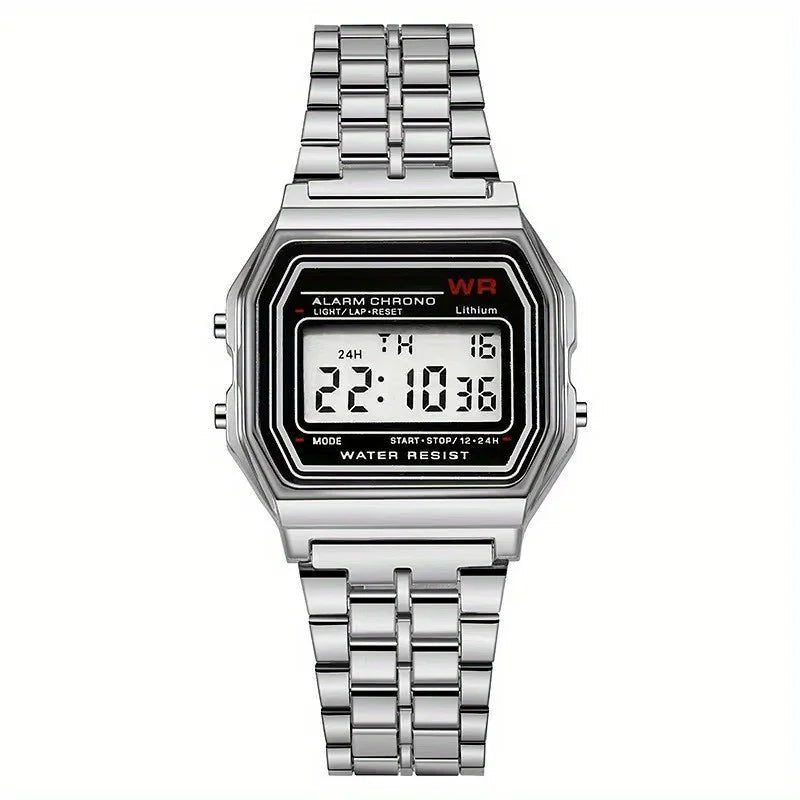 SaneShoppe-Stylish F91W Steel Band LED Digital Sports Watch for Business Women and Men