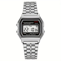 SaneShoppe-Stylish F91W Steel Band LED Digital Sports Watch for Business Women and Men