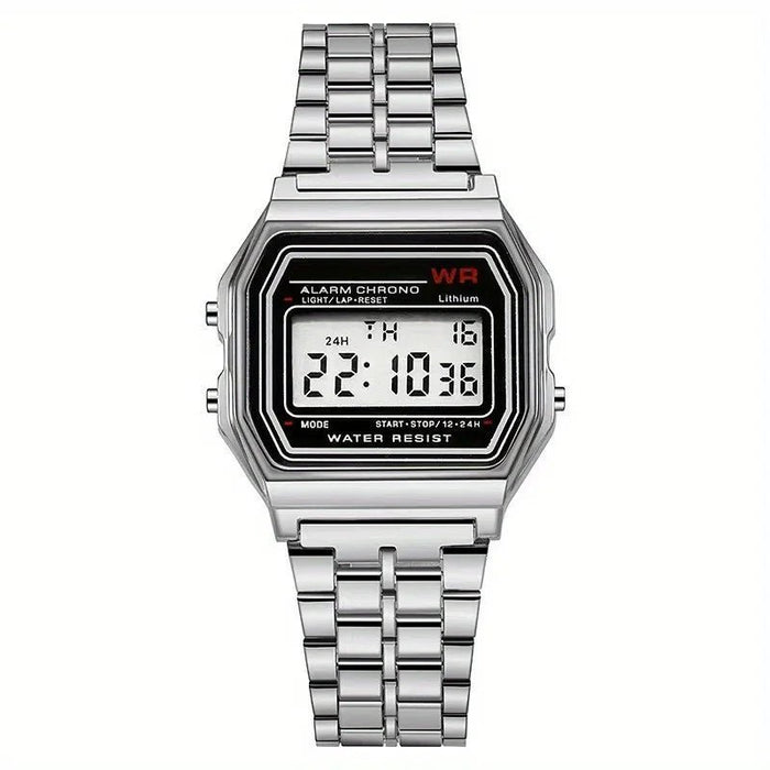 SaneShoppe-Stylish F91W Steel Band LED Digital Sports Watch for Business Women and Men