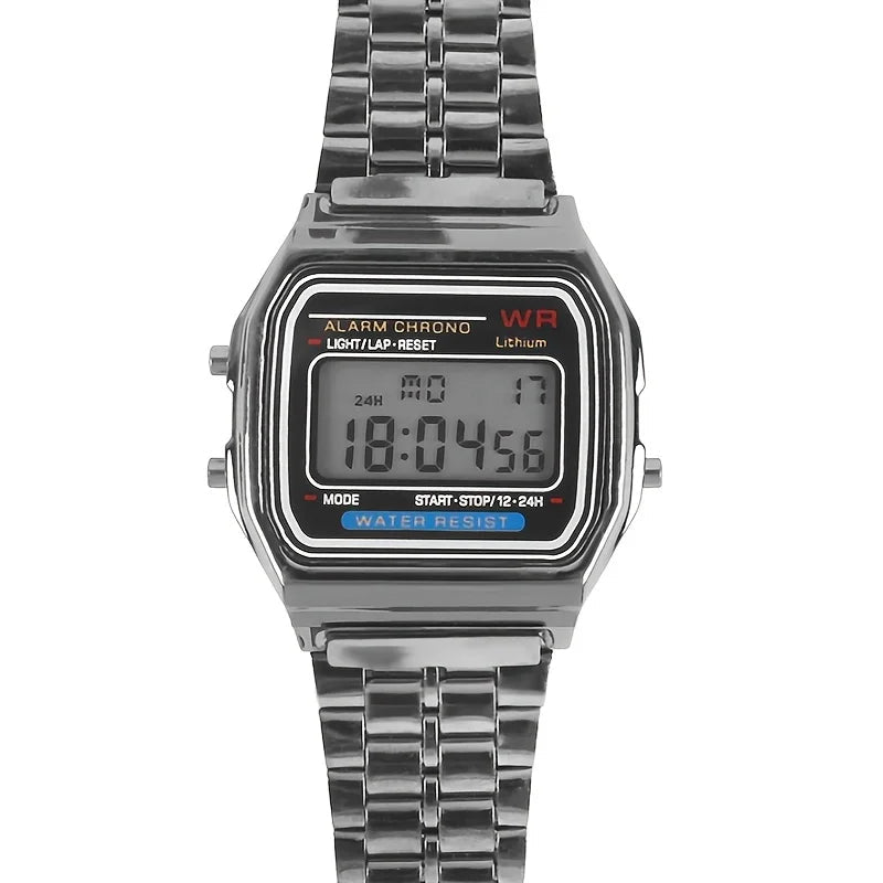 SaneShoppe-Stylish F91W Steel Band LED Digital Sports Watch for Business Women and Men