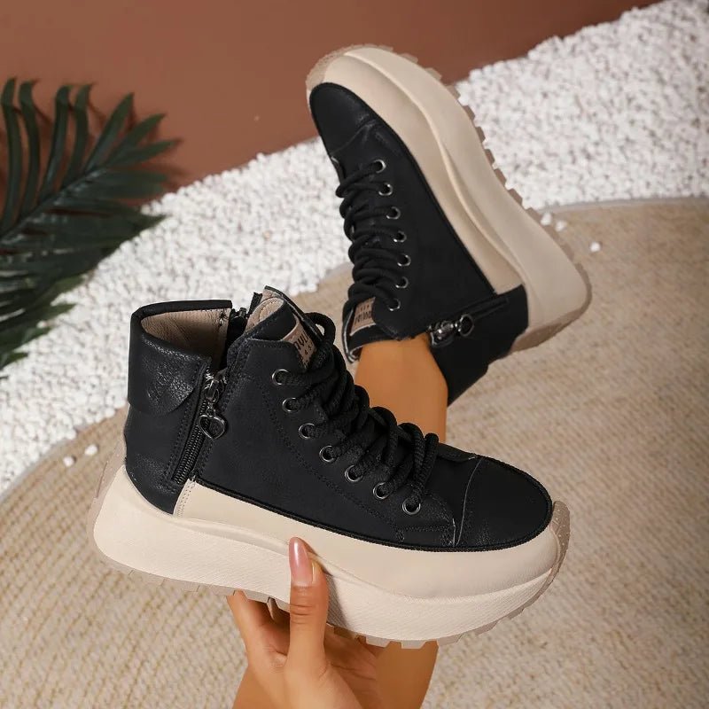 SaneShoppe - Fashion Anti Slip Women's Skateboarding Footwear Leisure Shoes 2025 Autumn New Arrival High - top Women Casual Sports Shoes