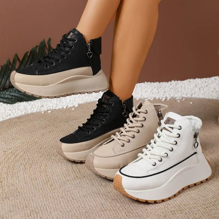 SaneShoppe - Fashion Anti Slip Women's Skateboarding Footwear Leisure Shoes 2025 Autumn New Arrival High - top Women Casual Sports Shoes