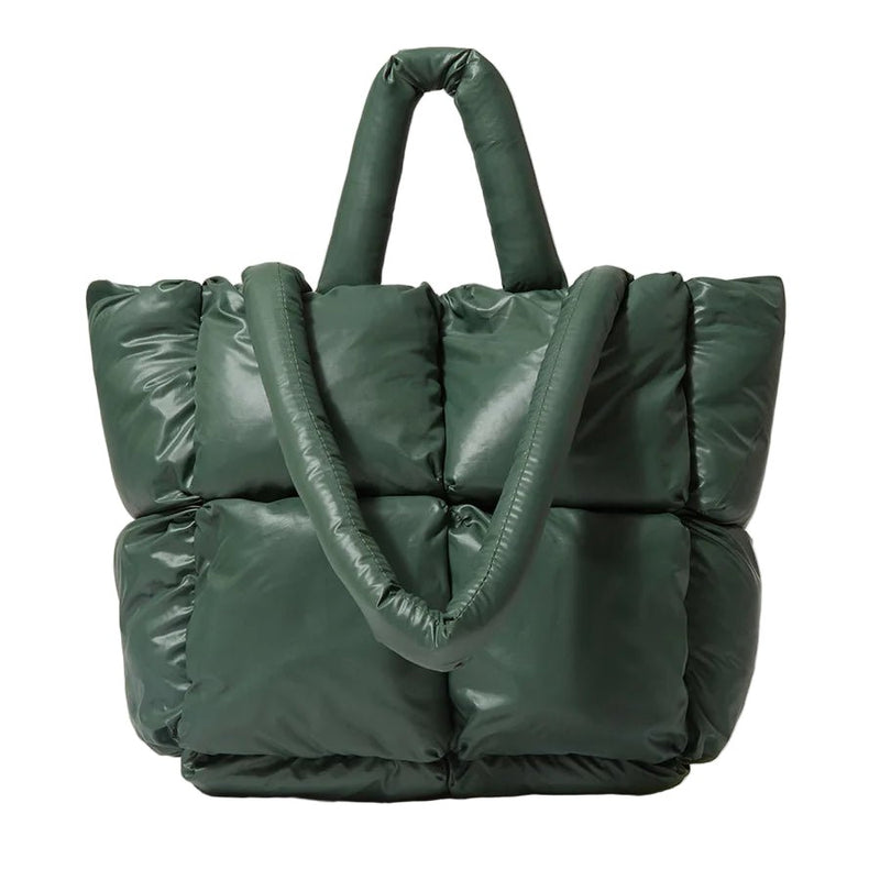 SaneShoppe - Fashion Large Tote Padded Handbags Designer Quilted Women Shoulder Bags Luxury Nylon Down Cotton Crossbody Bag Winter Purse 2024