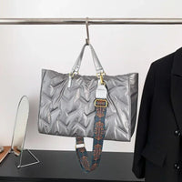 SaneShoppe - Fashion Large Tote Padded Handbags Designer Quilted Women Shoulder Bags Luxury Nylon Down Cotton Crossbody Bag Winter Tote Big