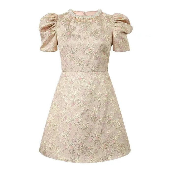 SaneShoppe - Fashion Sweet Short Dress Women Clothes Elegant Luxury Pearl O - Neck Slim Mini Gown Female Party Birthday Banquet Vestidos Fiesta