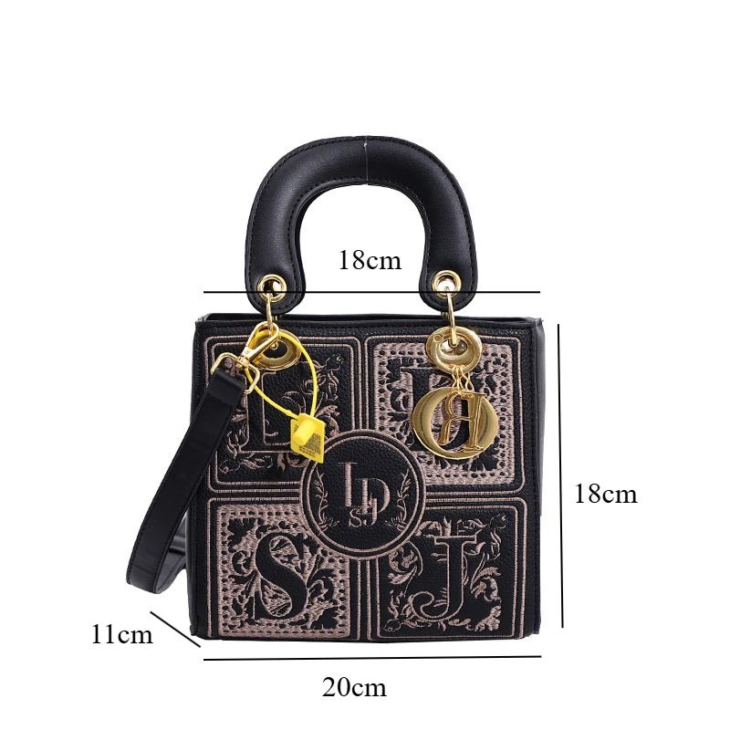 SaneShoppe - Fashion Top - Handle Bag for Ladies Elegant Handbag with Royal Embroidery Design Versatile Crossbody Style Women Handbags Hand Bag
