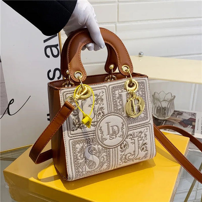 SaneShoppe - Fashion Top - Handle Bag for Ladies Elegant Handbag with Royal Embroidery Design Versatile Crossbody Style Women Handbags Hand Bag