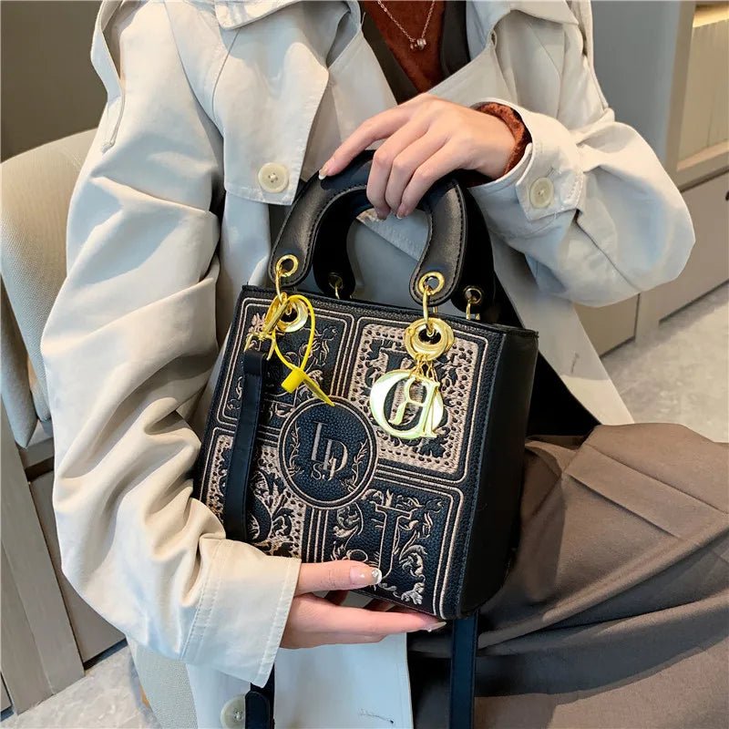 SaneShoppe - Fashion Top - Handle Bag for Ladies Elegant Handbag with Royal Embroidery Design Versatile Crossbody Style Women Handbags Hand Bag